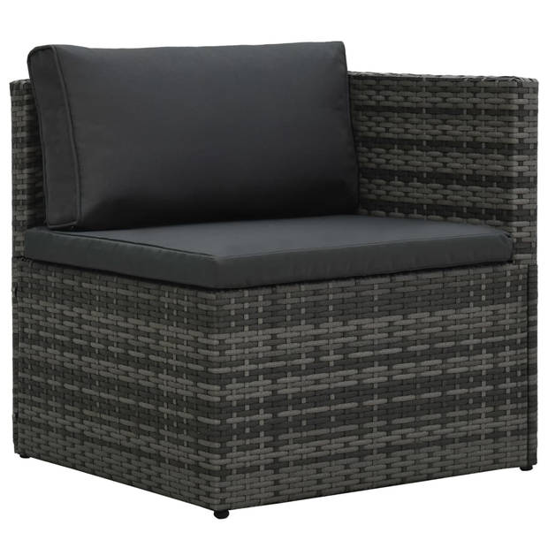 vidaXL 5-delige Loungeset met kussens poly rattan grijs