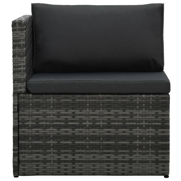 vidaXL 5-delige Loungeset met kussens poly rattan grijs