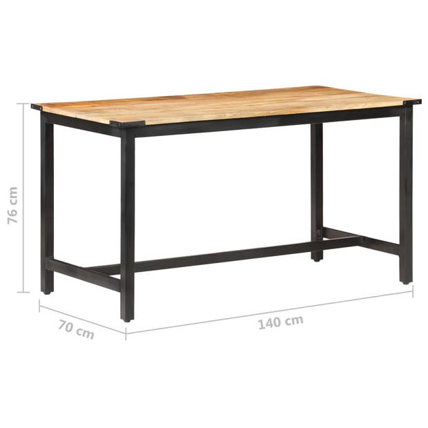 The Living Store Eettafel 140x70x76 cm massief ruw mangohout - Tafel