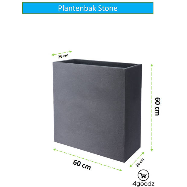 4gardenz® Stone Rechthoekige Plantenbak voor buiten - 60x60x26cm