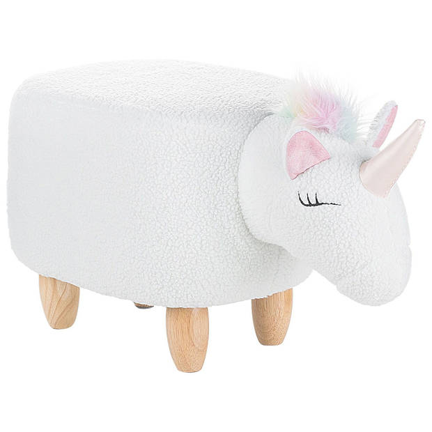 Beliani UNICORN - Dierenhocker-Wit-Polyester, Katoen