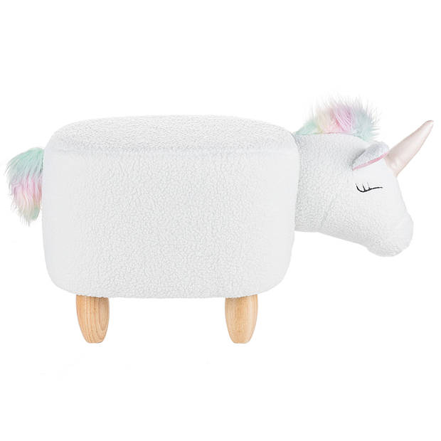 Beliani UNICORN - Dierenhocker-Wit-Polyester, Katoen