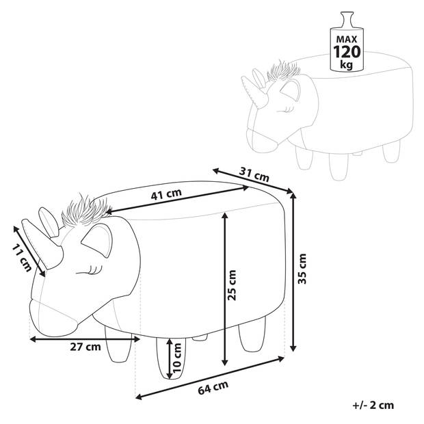 Beliani UNICORN - Dierenhocker-Wit-Polyester, Katoen