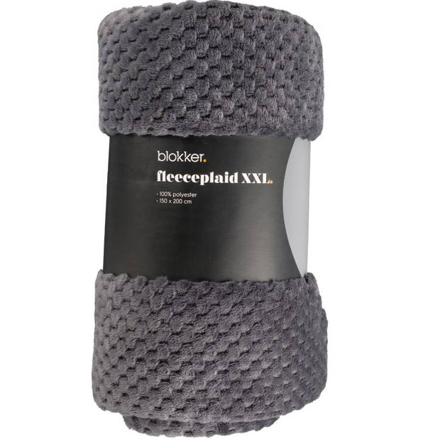 Blokker fleeceplaid XXL - grijs - 150x200 cm