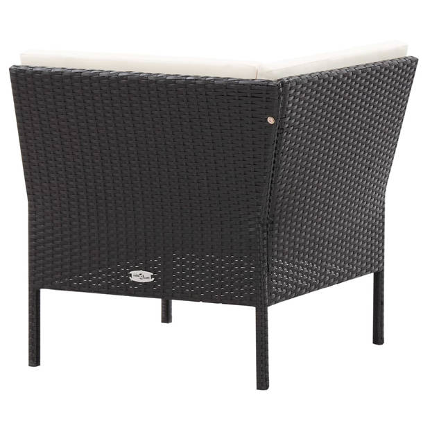 vidaXL 6-delige Loungeset met kussens poly rattan zwart