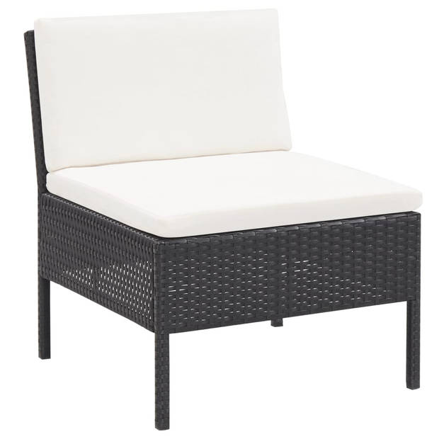 The Living Store Loungeset - PE Rattan - 5-delig - Zwart - Crèmewit - Modulair