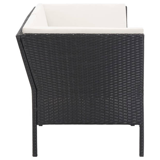 vidaXL 6-delige Loungeset met kussens poly rattan zwart