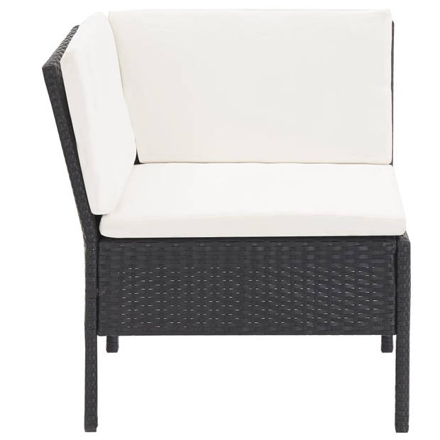 vidaXL 6-delige Loungeset met kussens poly rattan zwart