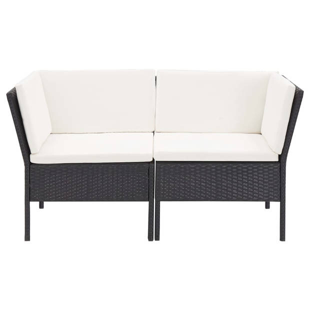 vidaXL 6-delige Loungeset met kussens poly rattan zwart