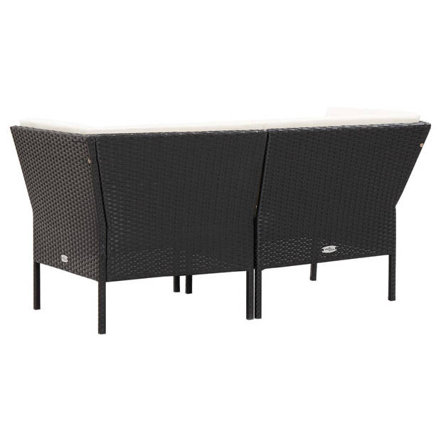 vidaXL 6-delige Loungeset met kussens poly rattan zwart