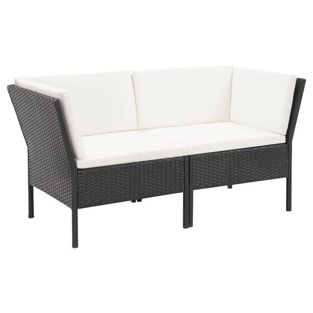 vidaXL 6-delige Loungeset met kussens poly rattan zwart