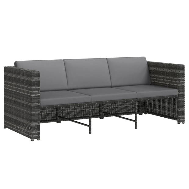 vidaXL 4-delige Loungeset met kussens poly rattan grijs