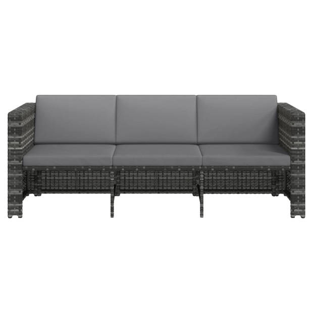 vidaXL 4-delige Loungeset met kussens poly rattan grijs