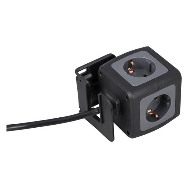 Q-Link Cube Stekkerdoos - 4-voudig met 2x USB ingang - 1,5 meter - Zwart