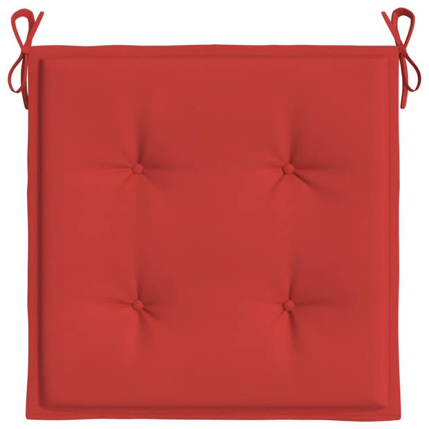 The Living Store Stoelkussens - 50 x 50 x 3 cm - Oxford stof - Rood - Waterafstotend