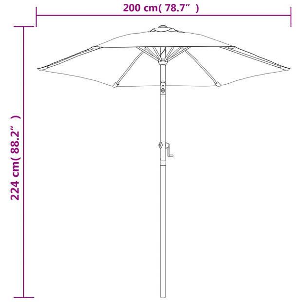 The Living Store Parasol Zandwit Donkergrijs 200x224 cm - UV-bescherming - Inklapbaar en draagbaar - Aluminium paal -