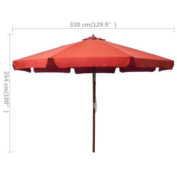 The Living Store Parasol Terracotta - 330 x 254 cm - Anti-vervagend polyester - 48 mm paaldiameter