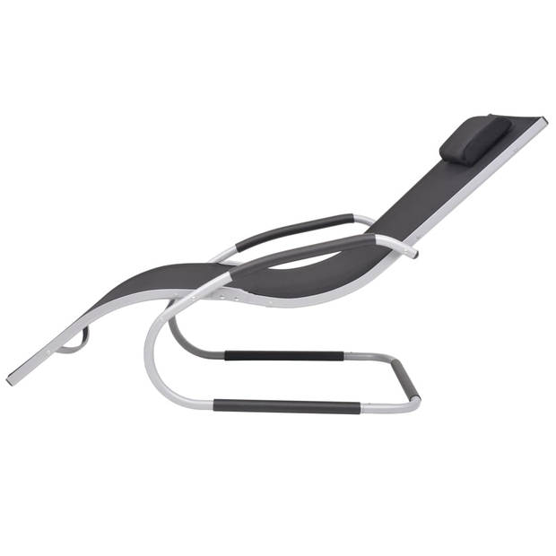 The Living Store Ligbed - Ergonomisch ontworpen - Aluminium frame - Textileen stoffen zitting - Weerbestendig - 62 x