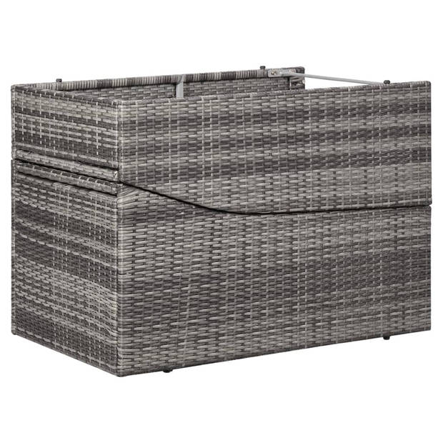 The Living Store Ligbed - poly rattan - grijs - 192x62x48/58/76/88/95cm - verstelbare rugleuning - inclusief kussens