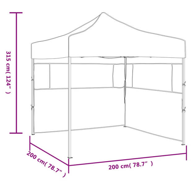 vidaXL Partytent met 2 zijwanden inklapbaar 2x2 m staal crème