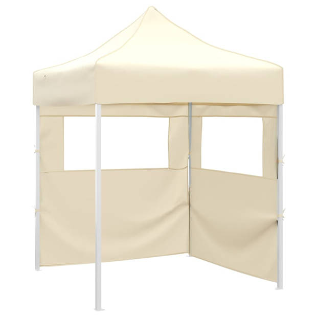 vidaXL Partytent met 2 zijwanden inklapbaar 2x2 m staal crème