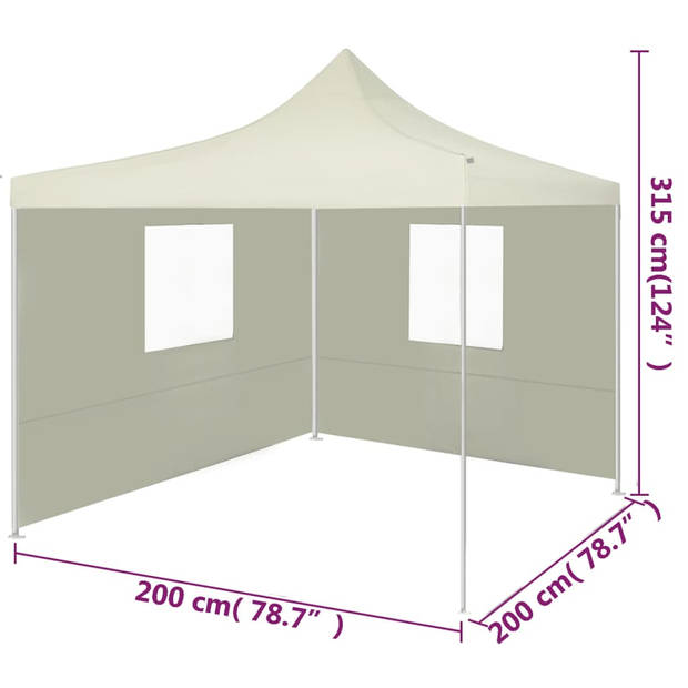 vidaXL Partytent met 2 zijwanden inklapbaar 2x2 m staal crème