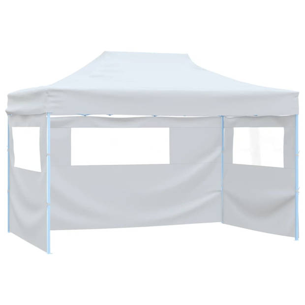 vidaXL Partytent met 3 zijwanden inklapbaar 3x4 m staal wit