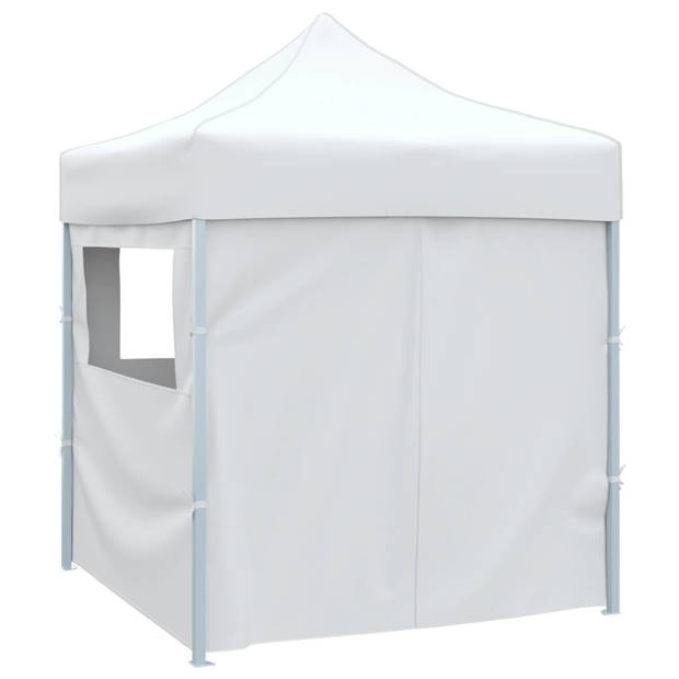 vidaXL Partytent met 4 zijwanden inklapbaar 2x2 m staal wit