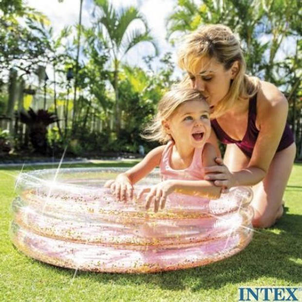 Intex Baby zwembad - Roze - Glitter - 86 x 25 cm - opblaasbaar zwembad - rond - drie ringen