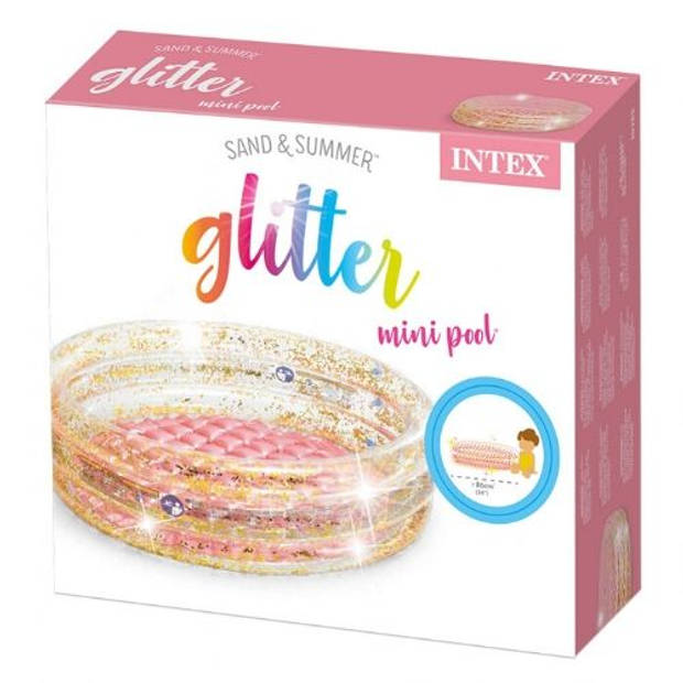 Intex Baby zwembad - Roze - Glitter - 86 x 25 cm - opblaasbaar zwembad - rond - drie ringen