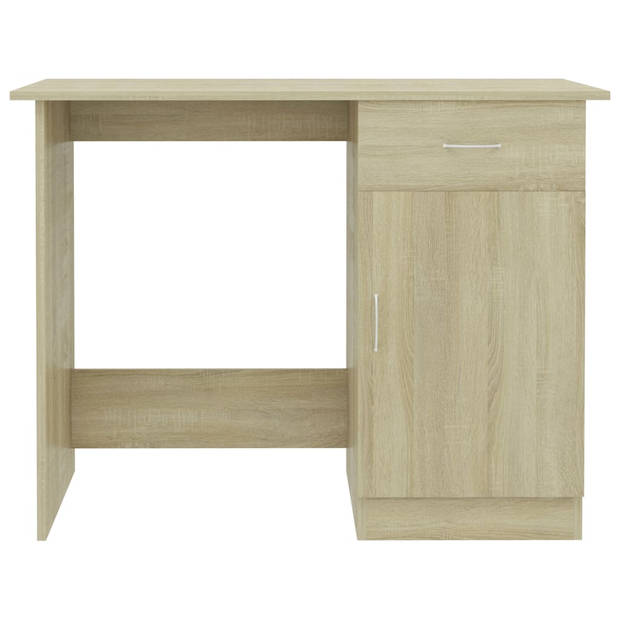 The Living Store Bureau Strak en Modern - Bureau - 100x50x76 cm - Sonoma Eiken - Met lade en deur