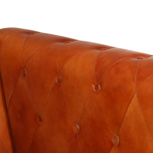 The Living Store Chesterfield fauteuil - Moderne fauteuil in Chesterfield-stijl - Echt leer en massief mangohout - 89 x