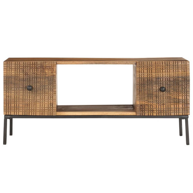 The Living Store Salontafel Industriële Stijl 90x45x40 cm - Massief Mangohout - Staal