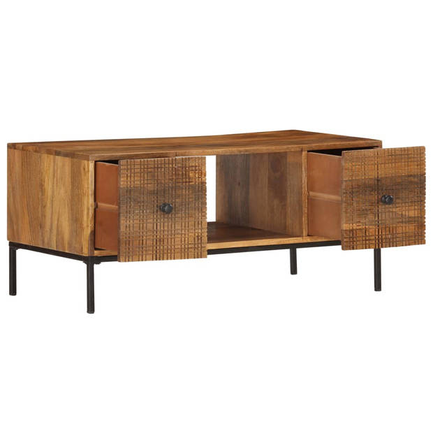 The Living Store Salontafel Industriële Stijl 90x45x40 cm - Massief Mangohout - Staal