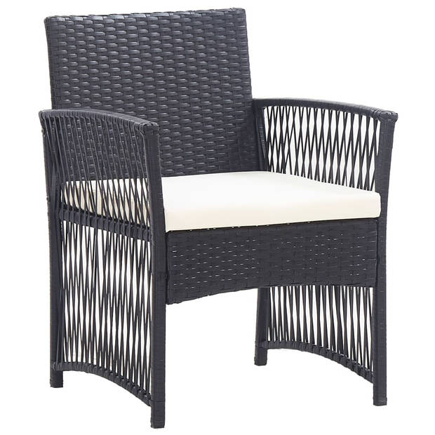 vidaXL 4-delige Loungeset met kussen poly rattan zwart