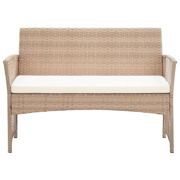 vidaXL 4-delige Loungeset met kussens poly rattan beige