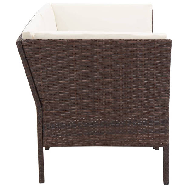 vidaXL 6-delige Loungeset met kussens poly rattan bruin