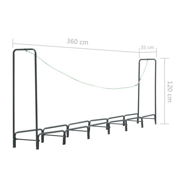 vidaXL Haardhoutrek 360x35x120 cm staal antraciet