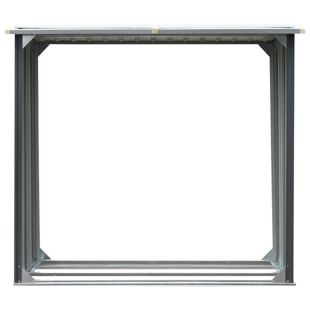 vidaXL Haardhoutschuur 172x91x154 cm gegalvaniseerd staal grijs