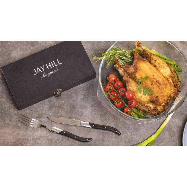 Jay Hill Steakmessen Laguiole - Zwart - 6 Stuks