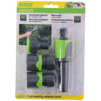 Kinzo sproeikop verstelbaar ABS groen/grijs 4-delig