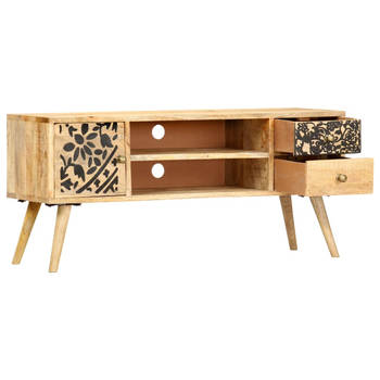 The Living Store Retro TV-meubel - Massief mangohout - 100 x 30 x 45 cm - Industriële stijl