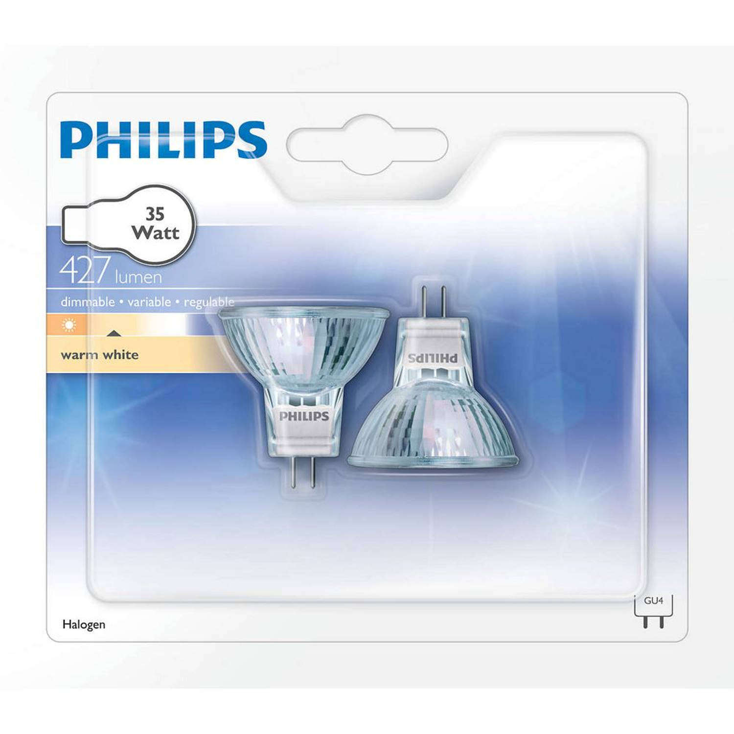 Philips 2010072635 halogeenlamp GU4 35W 427Lm reflector 2 stuks online kopen