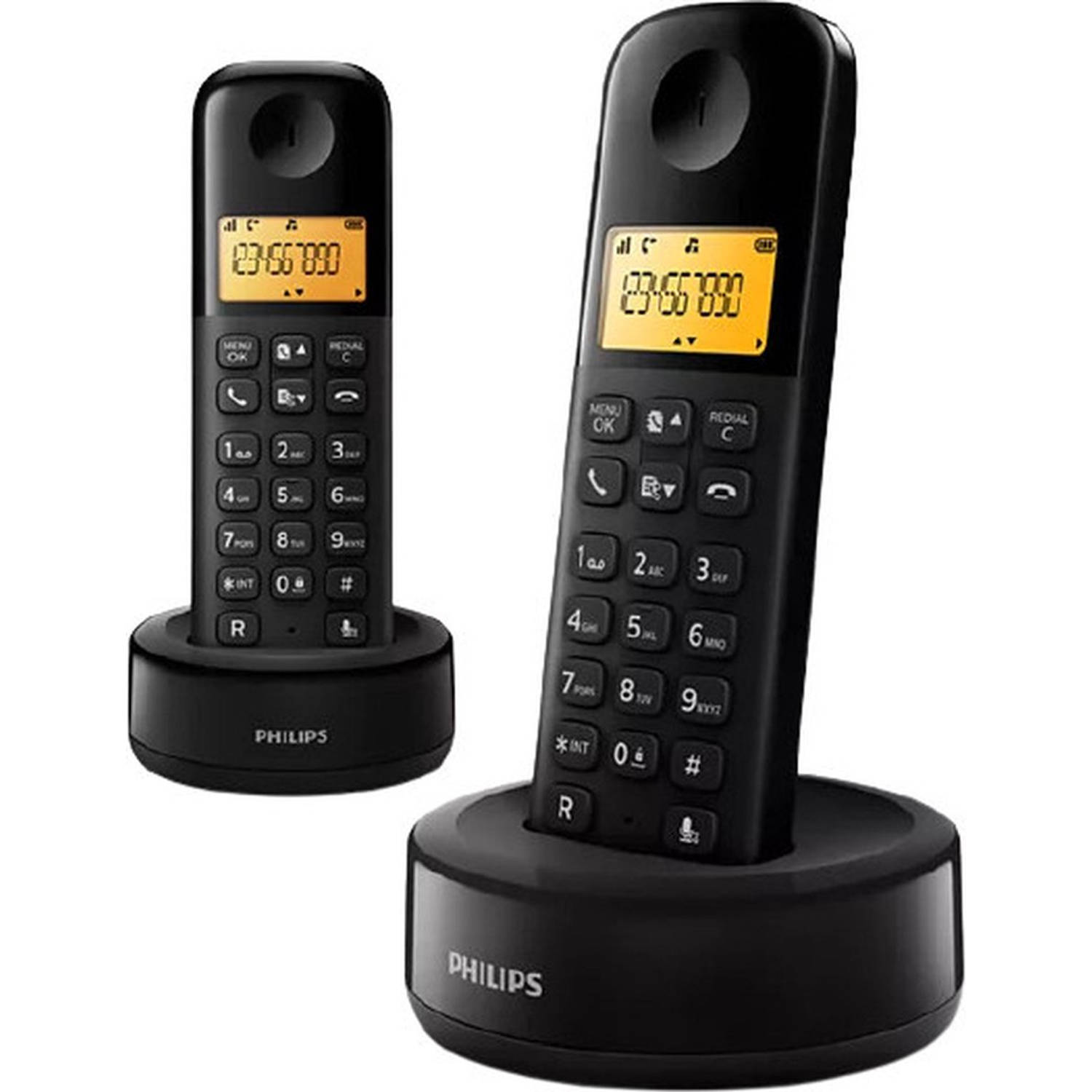 Philips D1602B/01 Huistelefoon - DECT Telefoon - 2 Handsets - Zwart