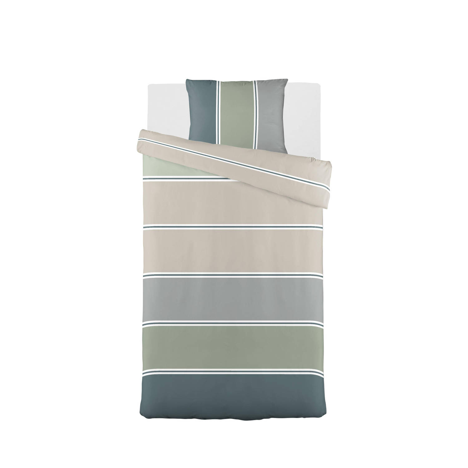 Blokker dekbedovertrek tuscany - 140x220 cm - groen/grijs