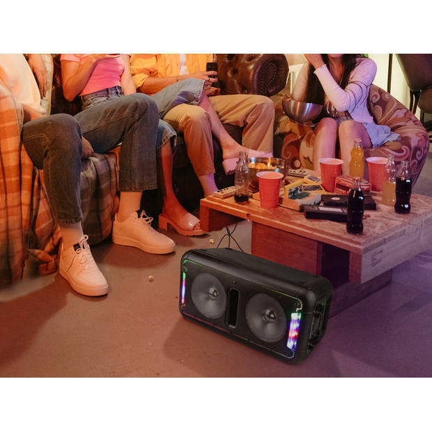 Caliber Party Speaker Bluetooth - 16 Uur Speeltijd - Karaoke Set met Microfoon en Feestverlichting (Party-Medium