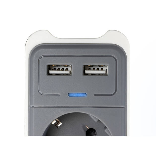 Caliber Stekkerdoos Met USB- Verdeelstekker - Overspanningsbeveiliging - 2 USB Poorten (HPS1202U)
