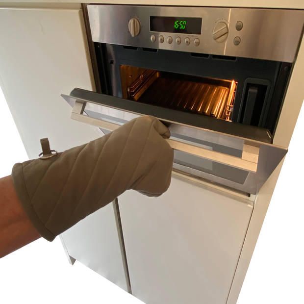 4cookz Grijze katoenen oven/bbq Handschoen met extra lange mouw