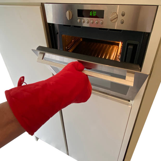 4cookz® katoenen Oven/bbq Handschoen Rood met extra lange mouw