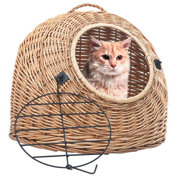 The Living Store Kattenmand - Natuurlijk wilgen - 45x35x35 cm - Voor volwassen katten